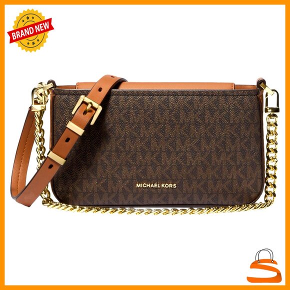 Small Convertible Crossbody Bag Signature Canvas Chain Handle Adjustable